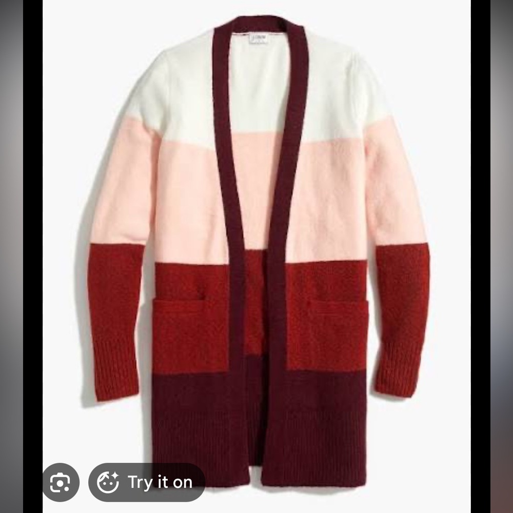 J. Crew Colorblock Open-front Cardigan Sweater In Extra-soft Yarn M